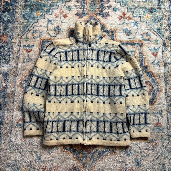 Vintage 80s Tundra Zip-up Striped Sweater Small - Picture 1 of 7